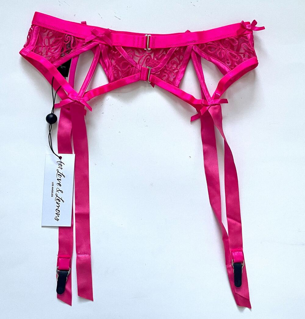 For Love & Lemons Victoria's Secret Soutache Garter Belt Pink Size XXS NEW